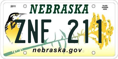 NE license plate ZNF211