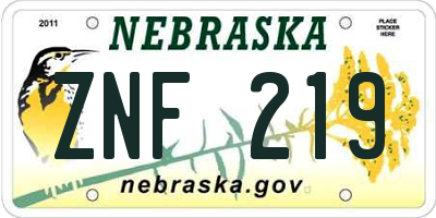 NE license plate ZNF219