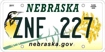 NE license plate ZNF227