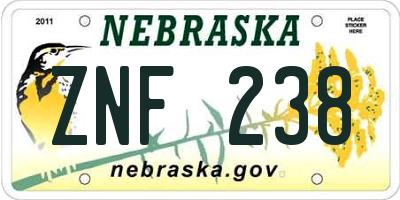 NE license plate ZNF238