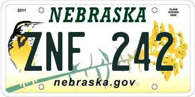 NE license plate ZNF242