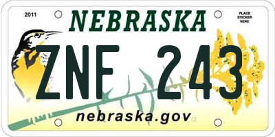NE license plate ZNF243