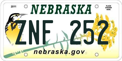 NE license plate ZNF252
