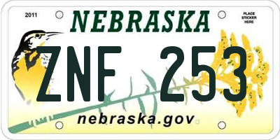 NE license plate ZNF253