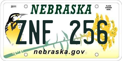 NE license plate ZNF256