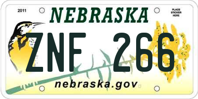 NE license plate ZNF266