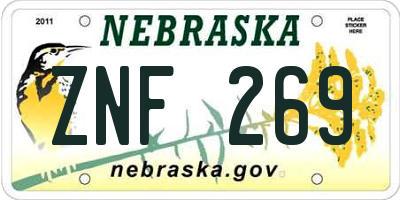 NE license plate ZNF269