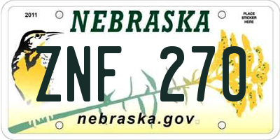 NE license plate ZNF270