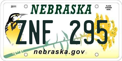 NE license plate ZNF295