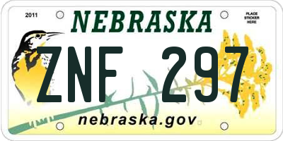 NE license plate ZNF297