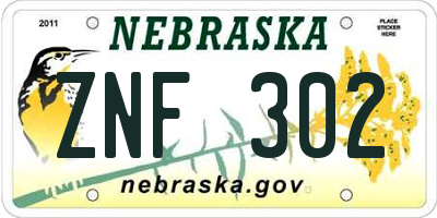 NE license plate ZNF302