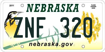 NE license plate ZNF320