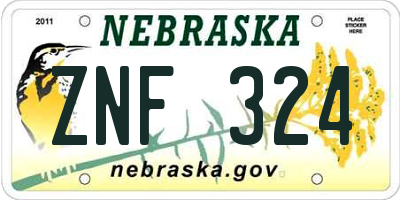 NE license plate ZNF324