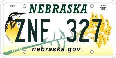 NE license plate ZNF327