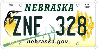 NE license plate ZNF328