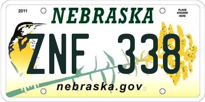 NE license plate ZNF338
