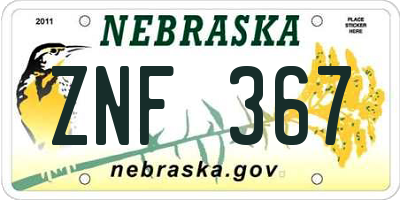 NE license plate ZNF367