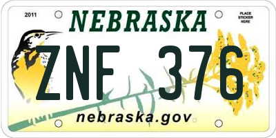 NE license plate ZNF376