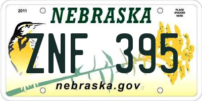 NE license plate ZNF395