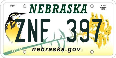 NE license plate ZNF397