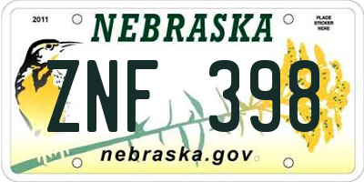 NE license plate ZNF398
