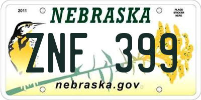 NE license plate ZNF399