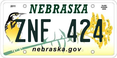 NE license plate ZNF424