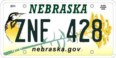 NE license plate ZNF428