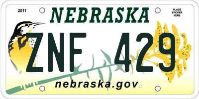 NE license plate ZNF429