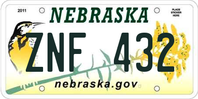 NE license plate ZNF432