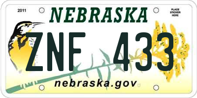 NE license plate ZNF433
