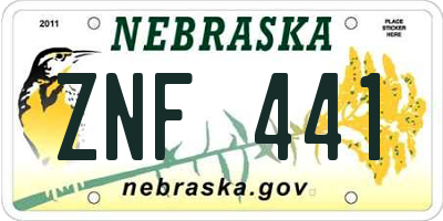 NE license plate ZNF441