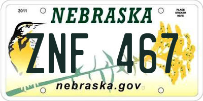 NE license plate ZNF467