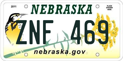 NE license plate ZNF469