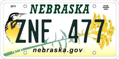 NE license plate ZNF477