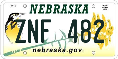 NE license plate ZNF482