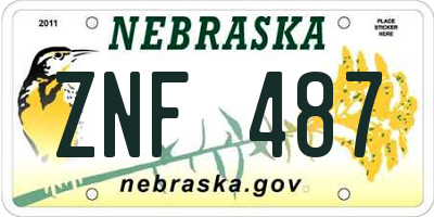 NE license plate ZNF487