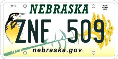 NE license plate ZNF509