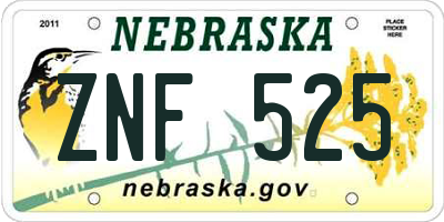 NE license plate ZNF525