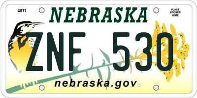 NE license plate ZNF530