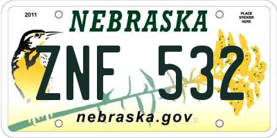 NE license plate ZNF532