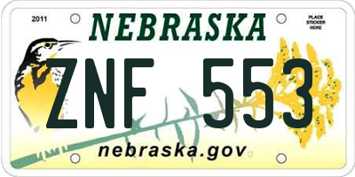 NE license plate ZNF553