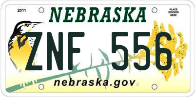 NE license plate ZNF556