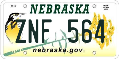 NE license plate ZNF564