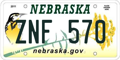 NE license plate ZNF570