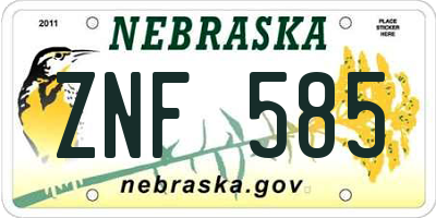NE license plate ZNF585