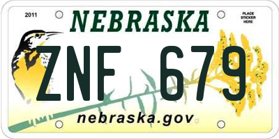NE license plate ZNF679