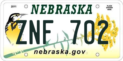 NE license plate ZNF702