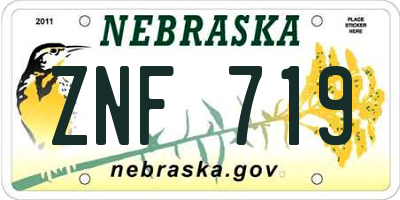 NE license plate ZNF719