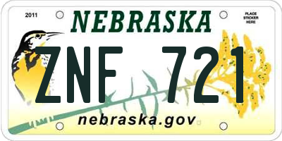 NE license plate ZNF721